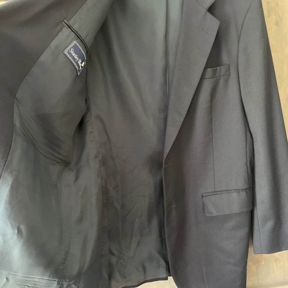 Vintage Stanley Blacker Navy Blue Gold Button Sport Coat Size 40L‎